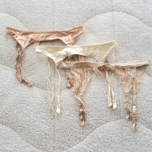 Victoria's Secret Beige/Cream Garter Belt Bundle - Picture 1 of 17